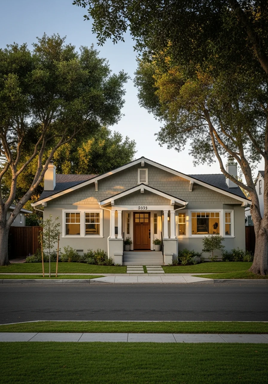 Craftsman-style Peninsula home with updated exterior and welcoming front entry.