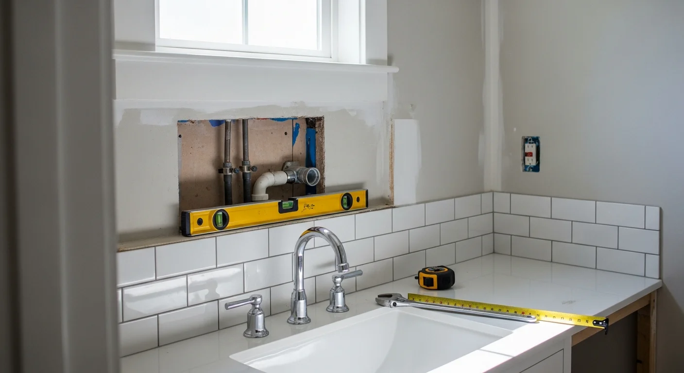 A remodeled bathroom in an Alameda County home featuring updated tile work, a new vanity, and a walk-in shower with clean grout lines. The space reflects a practical layout suited to the older housing stock common across Oakland and Berkeley neighborhoods.